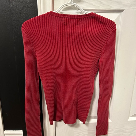 Tommy Hilfiger Red Ribbed Knit Top - Picture 3 of 5